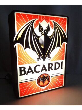 Bacardi Rum Heritage LED Light Box – Vintage Bat Logo Lighted Sign
